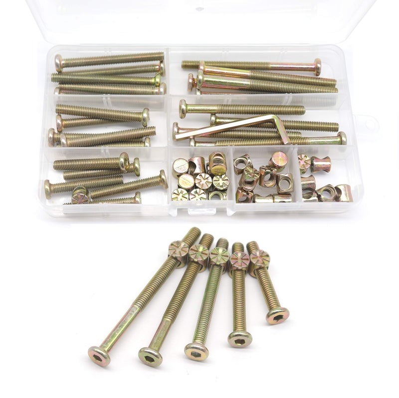 cSeao Dream on me, Delta, Graco, Fisher Crib Screws and Bolts Kit - 25-Piece M6-1.0x40mm/50mm/60mm/70mm/80mm Furniture Barrel Bolts Assortment for Bunk Beds and Cribs - Image 1